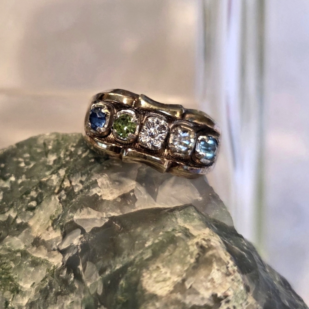 Sterling Multi-Stone Ring Size 6 - image 5